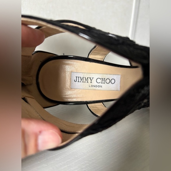 Jimmy Choo Black strappy sequins Stiletto Women’s size 9 - Picture 10 of 11